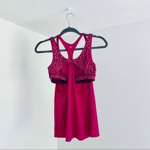 Lululemon Hot Pink Tank Top Sports Bra Size 4